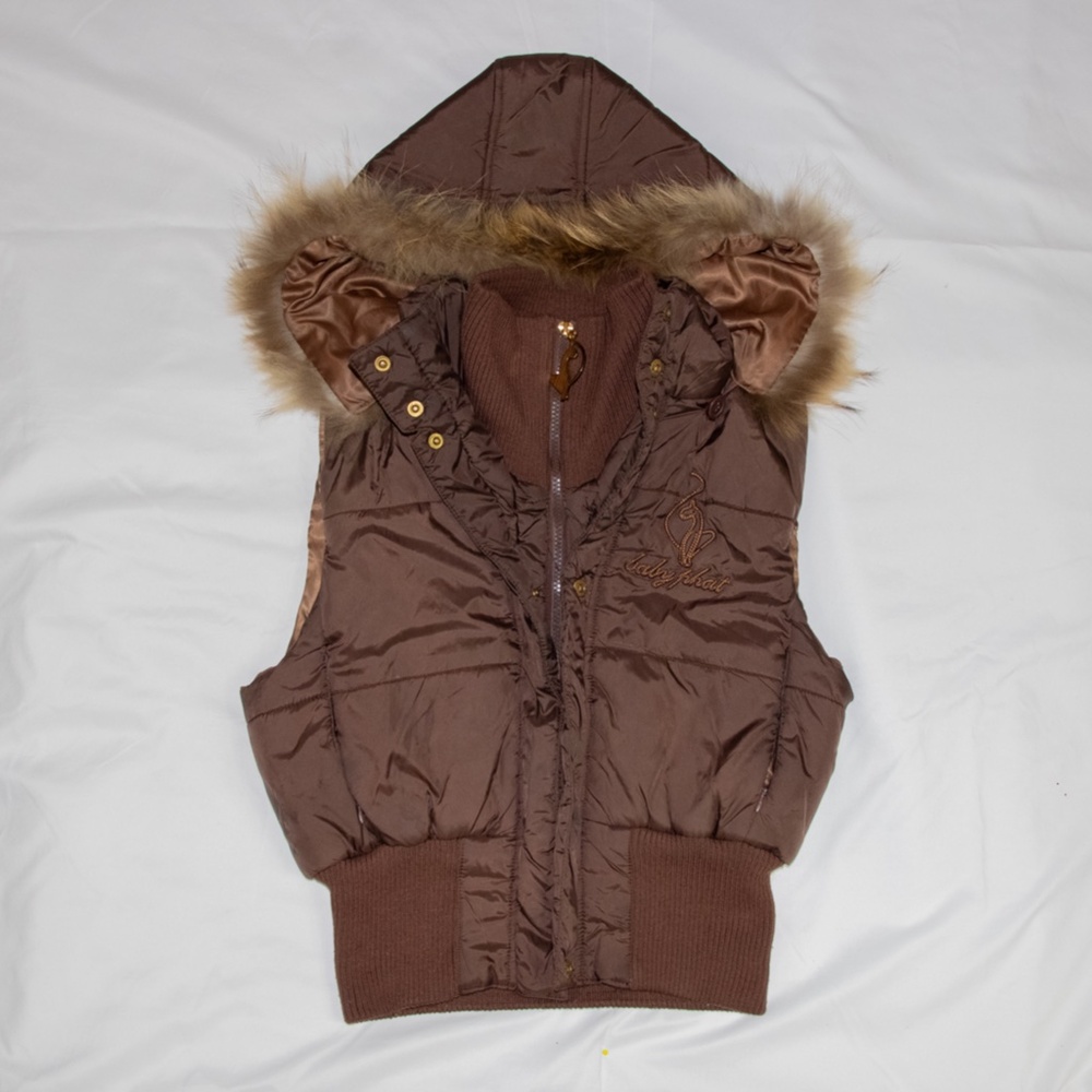 Baby Phat - Brown Puffer Vest Jacket - Size Large